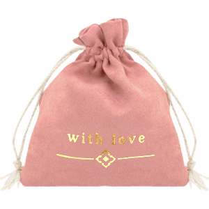 Sachet &agrave; bijoux "with love" Rose vintage-dor&eacute;