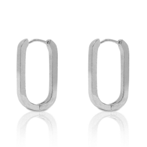 Boucles d'oreilles en acier Inox ovale Argent&eacute;