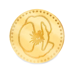 Cabochons Plexx 20mm Fleur de naissance Ao&ucirc;t - Coquelicot Dor&eacute;