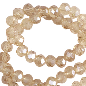 Perles &agrave; facettes 4x3mm disque Heishi Beige latte-pearl shine coating