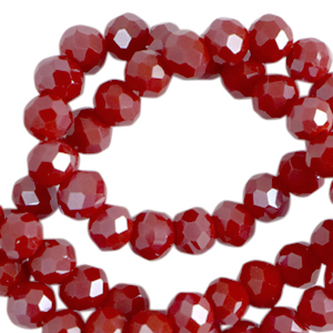 Perles &agrave; facettes 4x3mm disque Heishi Rouge cramoisi fonc&eacute;-pearl shine coating