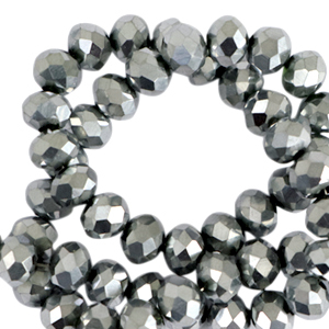 Perles &agrave; facettes 3x2mm disque Heishi Argent&eacute;-pearl shine coating