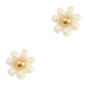 Perles Miyuki fleur 8mm Beige cr&egrave;me-dor&eacute;