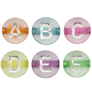 Perles lettres acryliques Multicolore transparent
