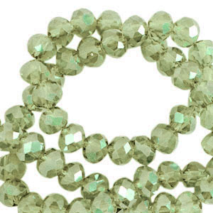 Perles &agrave; facettes 8x6mm disque Heishi Vert vigne-pearl shine coating
