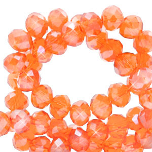 Perles &agrave; facettes 6x4mm disque Heishi Orange confort chaud-pearl shine coating