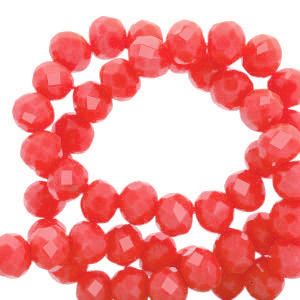 Perles &agrave; facettes 4x3mm disque Heishi Rouge vermillon-pearl shine coating