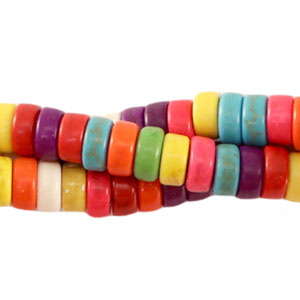 Pierres naturelles howlite disc 6x3mm Multicolore