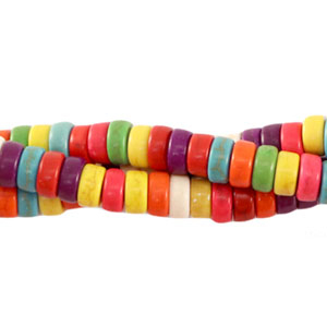 Pierres naturelles howlite disc 4x2mm Multicolore