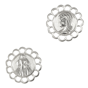 Breloques en m&eacute;tal DQ connecteur J&eacute;sus et Maria Argent&eacute; antique (sans nickel)