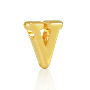 Perles alphabet en m&eacute;tal DQ V Dor&eacute; (sans nickel)