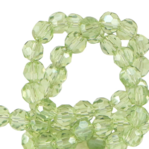 Perles &agrave; facettes rondes 4mm Vert vigne-pearl shine coating