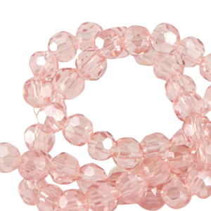Perles &agrave; facettes rondes 4mm Rose vif-pearl shine coating