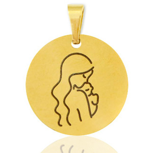 Breloques en acier Inox m&egrave;re Dor&eacute;