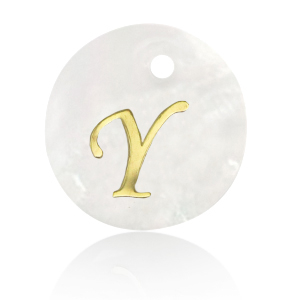 Pendentifs coquillage specials lettre Y Dor&eacute;-blanc (couleur naturelle)