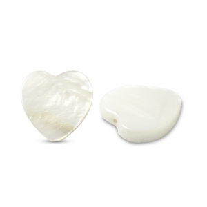 Perles coquillage coeur Blanc (couleur naturelle)
