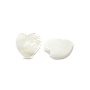 Perles coquillage coeur Blanc (couleur naturelle)