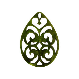 Pendentifs en r&eacute;sine goutte baroque Vert olive fonc&eacute;