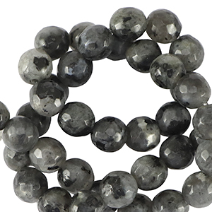 Pierres naturelles Labradorite 4mm facett&eacute;es Noir anthracite