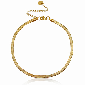 Chaines de cheville en acier Inox jaseron maillons serpentine Dor&eacute;