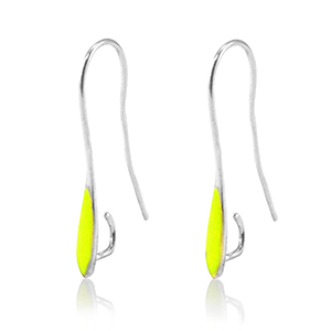 Appr&ecirc;ts en m&eacute;tal DQ boucles d'oreilles Argent&eacute; antique-jaune n&eacute;on (sans nickel)