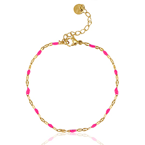Bracelets en acier inox Rose fuchsia n&eacute;on-dor&eacute;