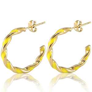 Boucles d'oreilles en acier Inox Jaune n&eacute;on-dor&eacute;