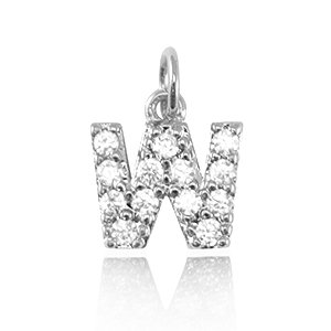 M&eacute;tal TQ laiton breloques lettre W Argent&eacute;