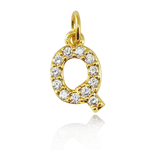 M&eacute;tal TQ laiton breloques lettre Q Dor&eacute;