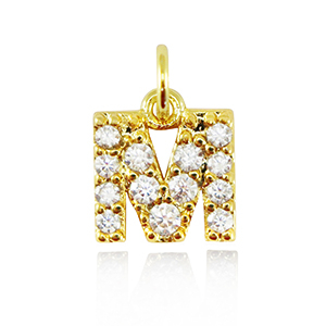 M&eacute;tal TQ laiton breloques lettre M Dor&eacute;