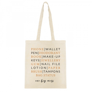 Sacs en coton "Bag status one big mess" Beige &eacute;cru