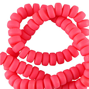 Perles en polym&egrave;re rondelles 7mm Rose corail n&eacute;on