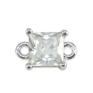 Connecteurs en verre Crystal Glass carr&eacute; Cristal-argent&eacute;