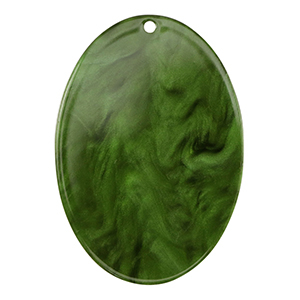 Pendentifs en r&eacute;sine ovale Vert mousse