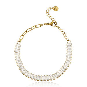 Bracelets en acier Inox Dor&eacute;-cristal