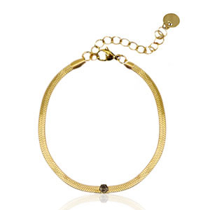 Bracelets en acier inox cha&icirc;ne maille serpentine cristal Dor&eacute;-noir