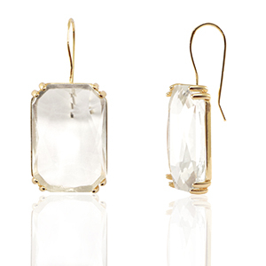 Boucles d&rsquo;oreilles / puces d&rsquo;oreilles en verre Crystal Glass rectangle Cristal-dor&eacute;