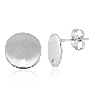 Appr&ecirc;ts en acier Inox boucles d'oreilles / puces d&rsquo;oreilles avec anneau 10mm Argent&eacute;