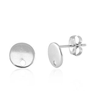 Appr&ecirc;ts en acier Inox boucles d'oreilles / puces d&rsquo;oreilles avec anneau 8mm Argent&eacute;