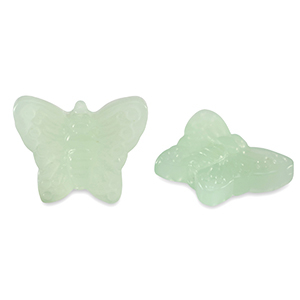 Perles en verre papillon Vert laiteux