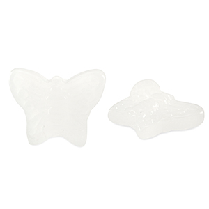 Perles en verre papillon Blanc laiteux