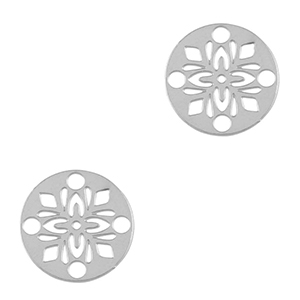 Breloques en acier Inox connecteur boh&egrave;mes 14mm Argent&eacute;