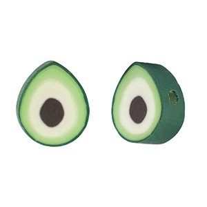 Perles en polym&egrave;re avocat Vert-blanc