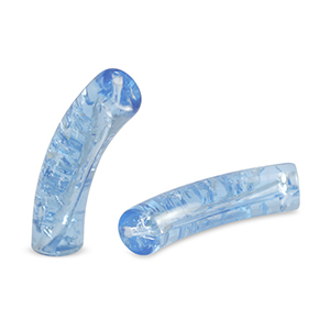 Perles tubes acryliques craquel&eacute; Bleu caroline