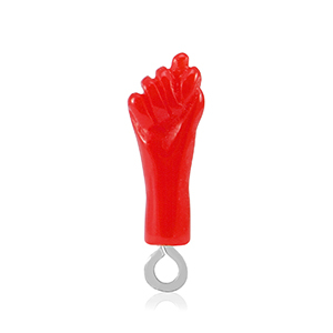 Pendentifs en r&eacute;sine "Mano Fico" Rouge-argent&eacute;