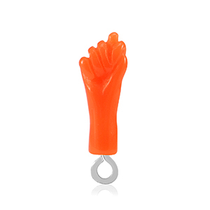 Pendentifs en r&eacute;sine "Mano Fico" Orange n&eacute;on-argent&eacute;