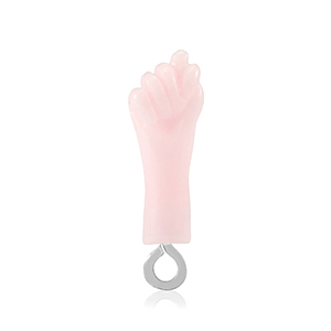 Pendentifs en r&eacute;sine "Mano Fico" Rose b&eacute;b&eacute;-argent&eacute;