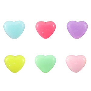 Perles aspect acrylique coeur Multicolore pastel