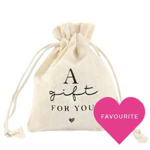 Sachet &agrave; bijoux en lin "a gift for you" Blanc cass&eacute;