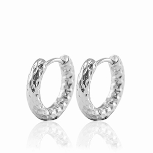 Boucles d'oreilles en acier Inox cr&eacute;oles 21mm Argent&eacute;